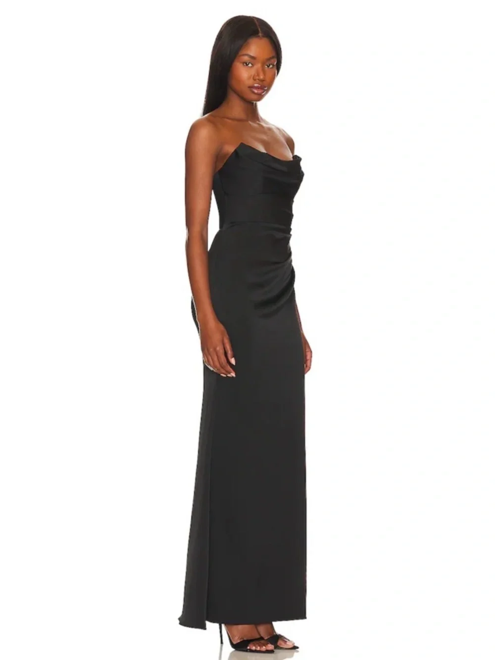 Katie May Elegant Black Strapless Satin Evening Gown Taylor Gown in Black size S - Picture 2 of 10